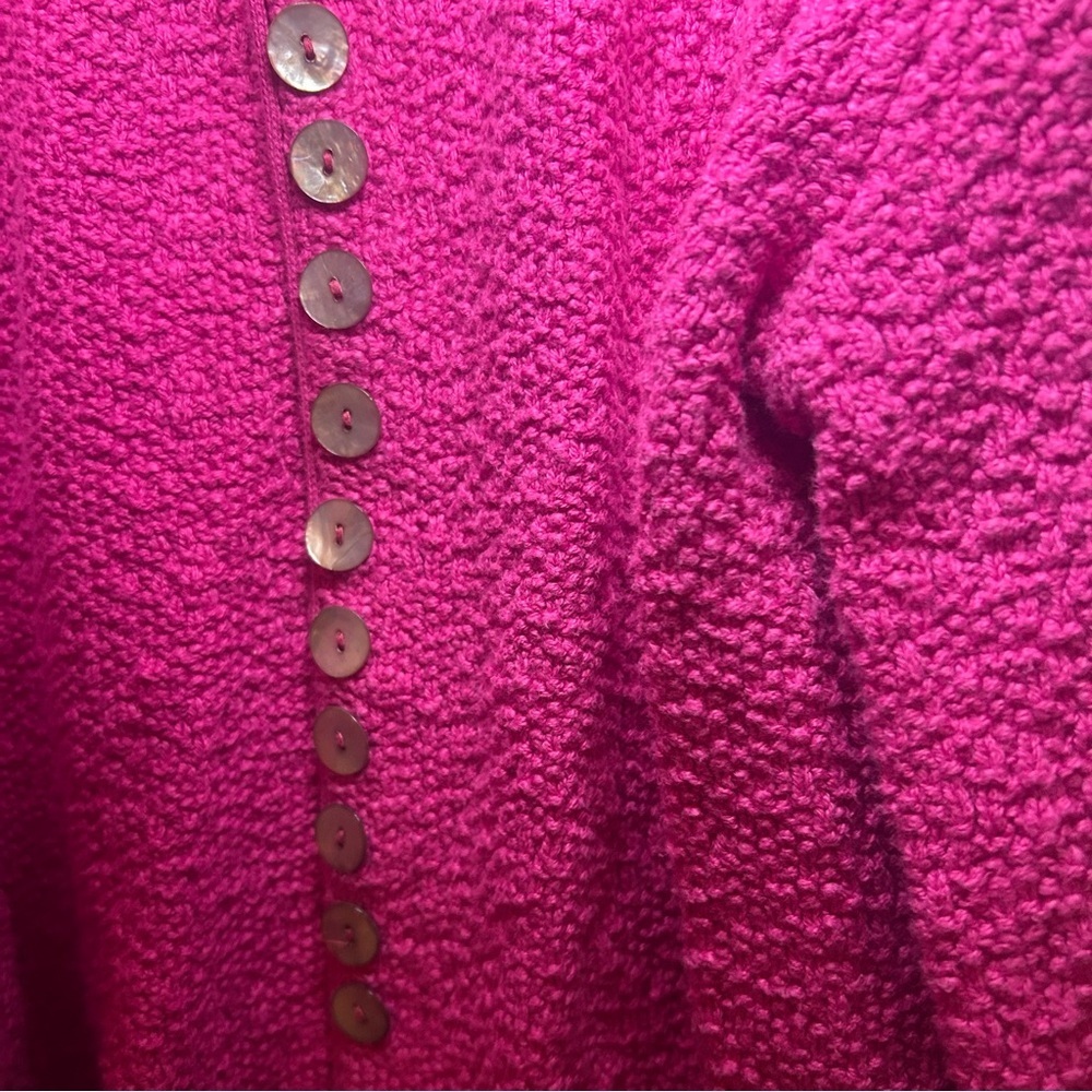 Willow Textured Cotton Cardigan Sweater Pink USA Made Medium - Picture 8 of 11